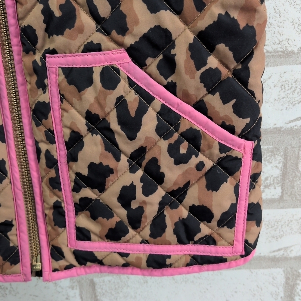 Crewcuts girls zip up leopard print quilted vest with hot pink trim size 2 - Picture 4 of 5